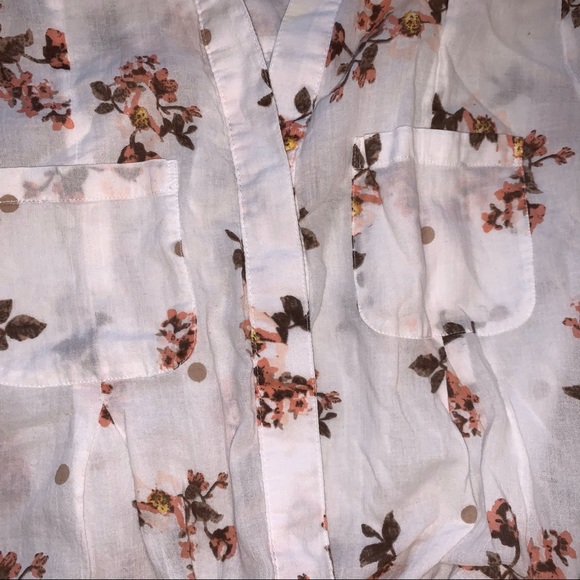 Lord & Taylor White Pink Floral 100% Linen Long Sleeve Button Down Shirt size S - Picture 5 of 7